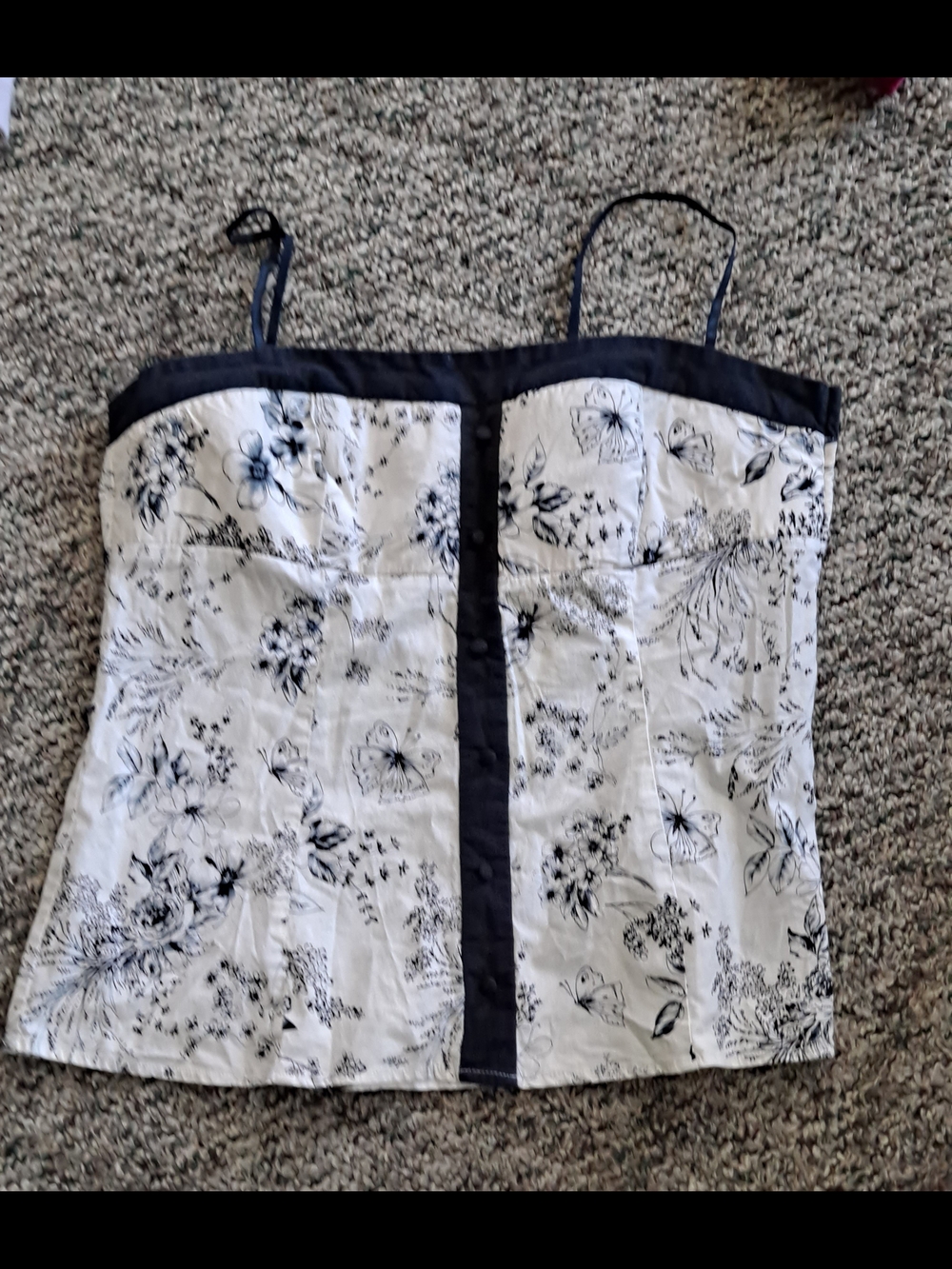 Navy Blue & White Floral Cami Top